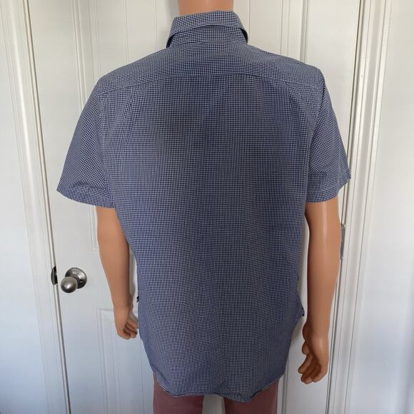 Nautica Men's Shirt LARGE Navy Blue White Short Sleeve Cotton - Picture 6 of 7